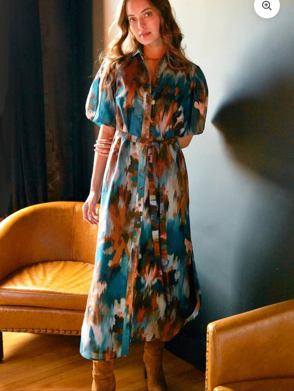 Finley Madeline Maxi Dress Autumn Brushstroke Size S  NWT